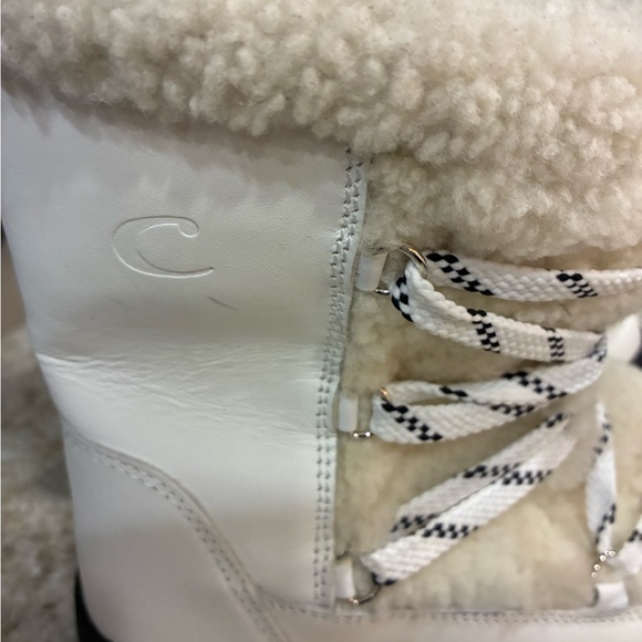 NWOT LA CANADIENNE ELOISE SHEARLING-LINED LEATHER SNOW WINTER BOOT WHITE Size 39 - Picture 9 of 12